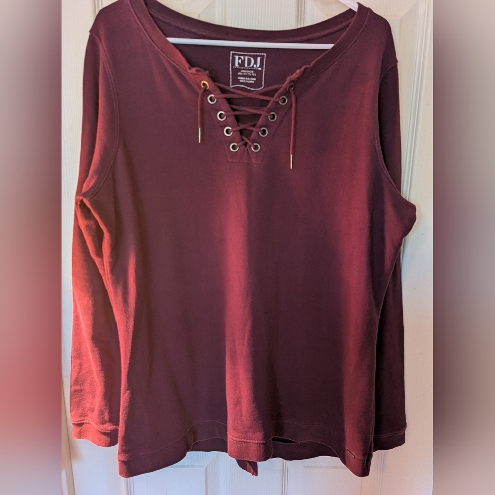 Women's Burgundy Lace-Up Heavy Shirt